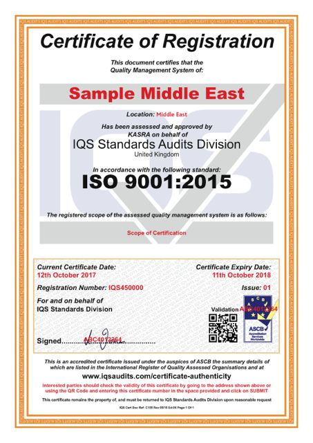 Sample certification